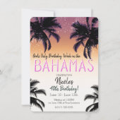 バハマ島の夏の女子誕生日パーティー 招待状 (正面)