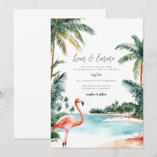 バハマ水結婚色 招待状 (正面/裏面)