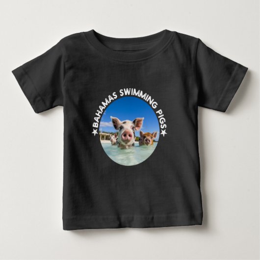 バハマ泳ぐ豚エクスマ ベビーTシャツ (正面)