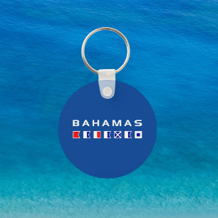 バハマ海航海の信号フラグの暗い色 キーホルダー
