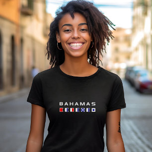 バハマ海航海の信号フラグの暗い色 Tシャツ