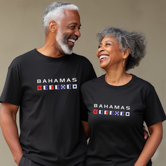 バハマ海航海の信号フラグの暗い色 Tシャツ