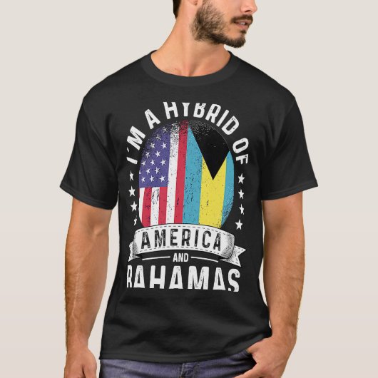 バハマ系アメリカ人パトリオット国旗のユーモア Tシャツ (正面)