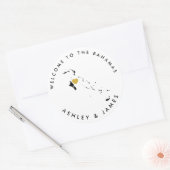 バハマ結婚のウェルカムステッカーラベルブラック ラウンドシール (封筒)