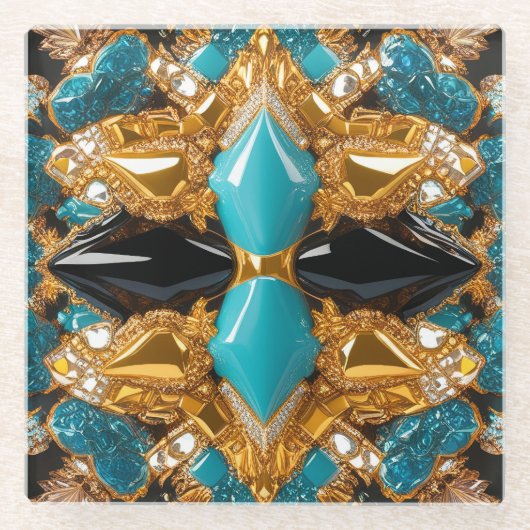 バハマ色ガラスのコースター ガラスコースター (正面)