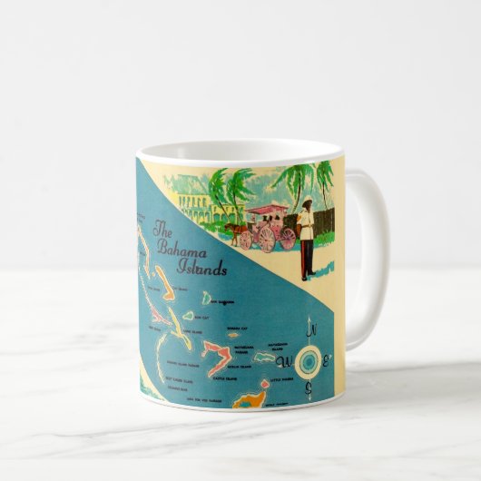 バハマ諸島のヴィンテージマップ コーヒーマグカップ (正面右)