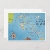 バハマ諸島ヴィンテージ観光マップ ポストカード (正面/裏面)