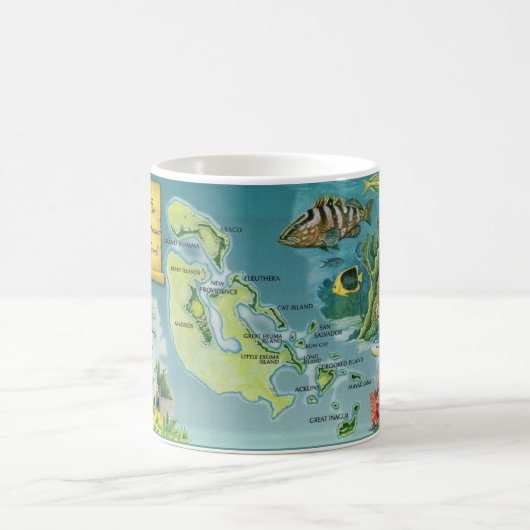 バハマ諸島地図 コーヒーマグカップ (中央)