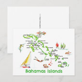 バハマ諸島地図 ポストカード (正面/裏面)
