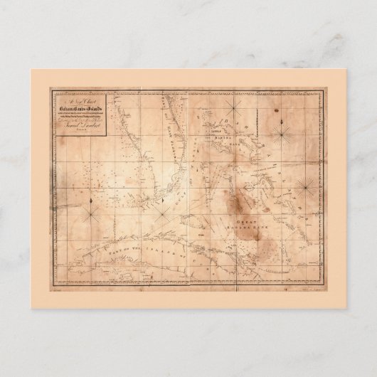 バハマ諸島地図（1817年） ポストカード (正面)