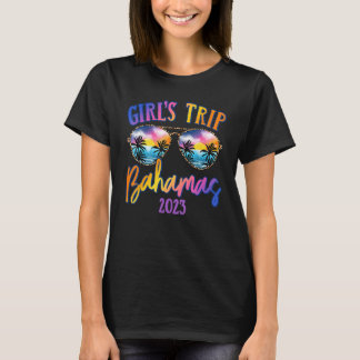 バハマ2023女の子旅行サングラスサマーガールフリー Tシャツ