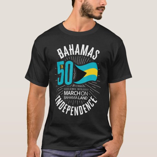 バハマ50th独立バハマ国旗Nassau Bah Tシャツ (正面)