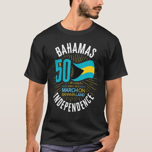 バハマ50th独立バハマ国旗Nassau Bah Tシャツ (正面)