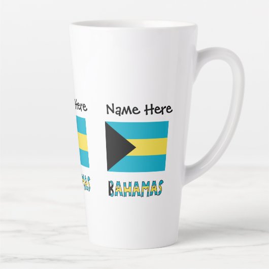 バハマ バハマ国旗 オーダーメイド カフェラテマグ (右)