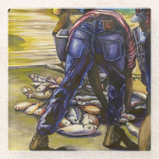 バハマ，モーニングズキャッチ，ハーバーアイランド ガラスコースター (正面)