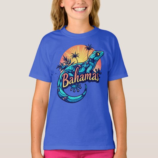 バハマ ヤモリ カリブ海 Tシャツ (正面)