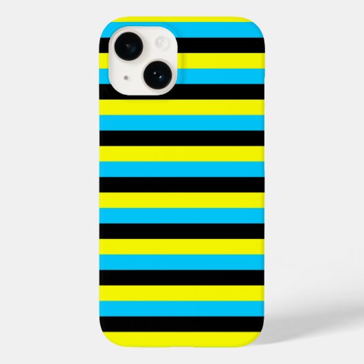 バハマ 国旗 ストライプ 国 パターン 青 黄 Case-Mate iPhoneケース (裏面)