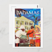 バハマ、礼儀正しい警官がカップルに向かう ポストカード (正面/裏面)