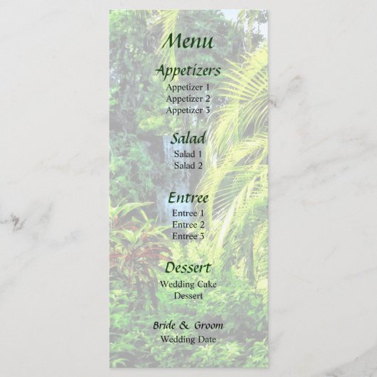 バハマ – Tropical Waterfall 結婚's Menu メニュー (正面)