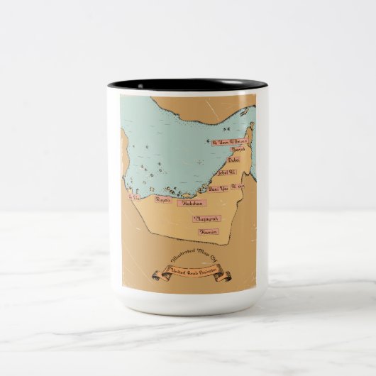 バハレーン ビンテージ 旅行地図 ツートーンマグカップ (中央)