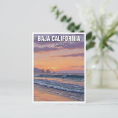 バハ・カリフォルニアのサーファーの夕日 ポストカード (スタンド正面)