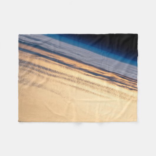 バハ・カリフォルニアの海岸沖の公転の夕日 フリースブランケット (正面(横))
