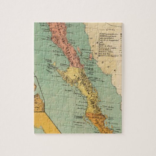 バハ・カリフォルニア州(1899年)のヴィンテージの地図 ジグソーパズル (縦)