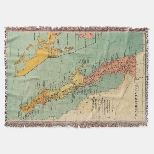 バハ・カリフォルニア州(1899年)のヴィンテージの地図 スローブランケット (正面)