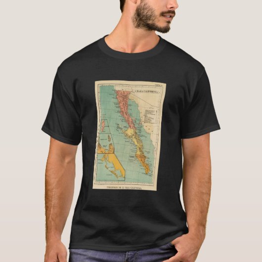 バハ・カリフォルニア州(1899年)のヴィンテージの地図 Tシャツ (正面)