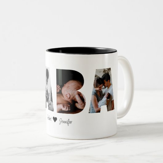 ババフォトコラージギフト父の日またはおじいちゃん ツートーンマグカップ (正面右)