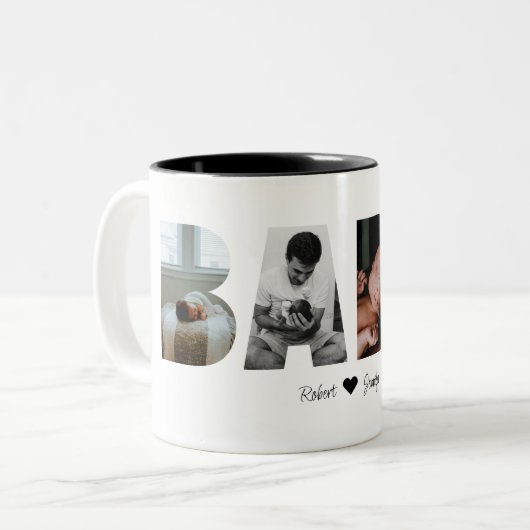 ババフォトコラージギフト父の日またはおじいちゃん ツートーンマグカップ (正面左)