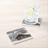 ババリアのコースターの伝統的な木の家 スクエアペーパーコースター (インサイチュ)