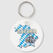 ババリアドイツレトロ連邦州地図エーデルワイス キーホルダー (正面)