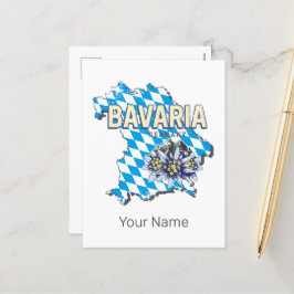 ババリアドイツレトロ連邦州地図エーデルワイス シーズンポストカード