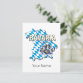 ババリアドイツレトロ連邦州地図エーデルワイス シーズンポストカード (スタンド正面)