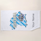 ババリアドイツレトロ連邦州地図エーデルワイス ビーチタオル (正面)