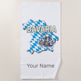 ババリアドイツレトロ連邦州地図エーデルワイス ビーチタオル