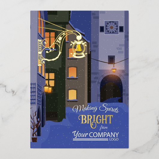 ババリアンタウン白熱［赤熱］光を放つライツスノーヴィレッジ 箔シーズンカード (正面)