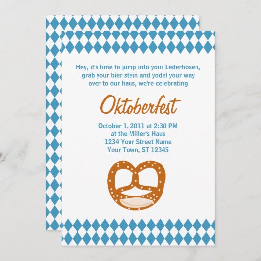 ババリアンフラグ&プレッツェルオクトーバーフェスト招待状 招待状 (正面/裏面)