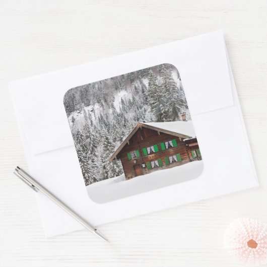 ババリア伝統的リアの木造の家 スクエアシール (封筒)