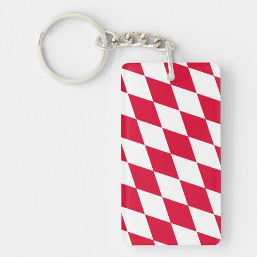 ババリア赤と白ダイヤモンド国旗のパターン キーホルダー (正面)