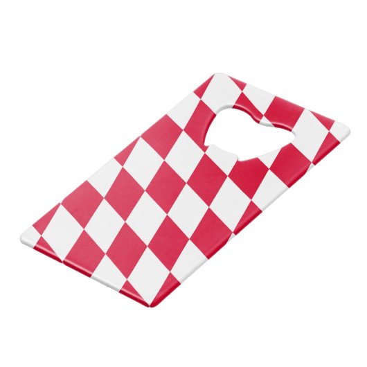 ババリア赤と白ダイヤモンド国旗のパターン クレジットカード栓抜き (正面アングル)