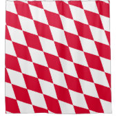 ババリア赤と白ダイヤモンド国旗のパターン シャワーカーテン (正面)