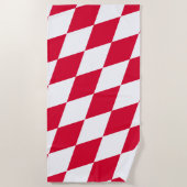 ババリア赤と白ダイヤモンド国旗のパターン ビーチタオル (正面)