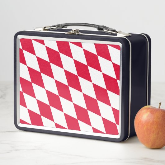 ババリア赤と白ダイヤモンド国旗のパターン メタルランチボックス (インサイチュ)