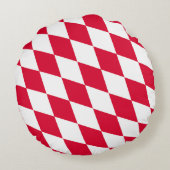ババリア赤と白ダイヤモンド国旗のパターン ラウンドクッション (裏面)