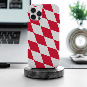 ババリア赤と白ダイヤモンド国旗のパターン iPhone 15 PRO MAXケース