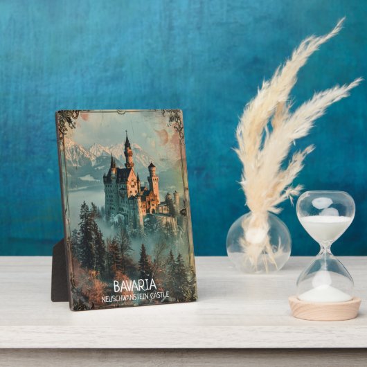 ババリアNeuschwanstein城ヴィンテージ フォトプラーク (側面)