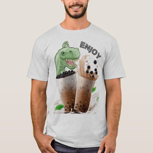 ババ茶恐竜を楽しむ Tシャツ (正面)
