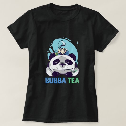 ババ茶 - アニメ動物 - パンダ日本風 Tシャツ (デザイン正面)